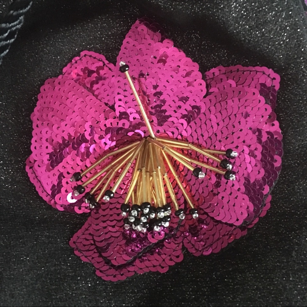 Trina Turk Beaded Evening Bag Pink Sequins Charcoal Gold Lamé Pouchette …